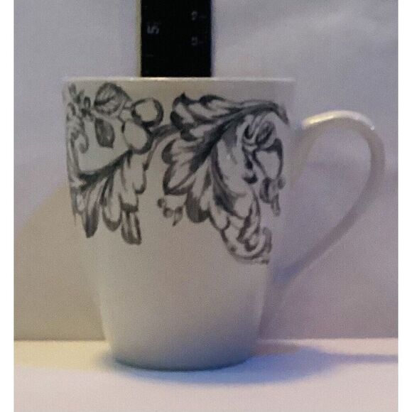 Royal Norfolk Coffee Tea Mug Floral Ceramic Black & White Cups Set Of 2 - Picture 2 of 5